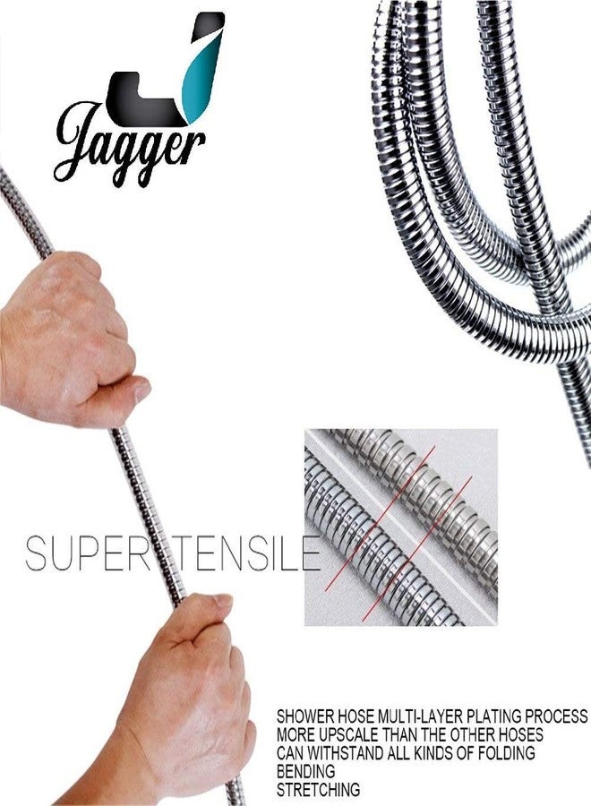 JAGGER خرطوم دش مرن مزدوج الإبزيم من الفولاذ المقاوم للصدأ من جاغر، خرطوم دش يدوي، أنبوب دش، أنبوب صنبور صحي للحمام، أنبوب مرن، أنبوب صنبور للمرحاض (1.5 متر) (عبوة من قطعتين) - Image 3